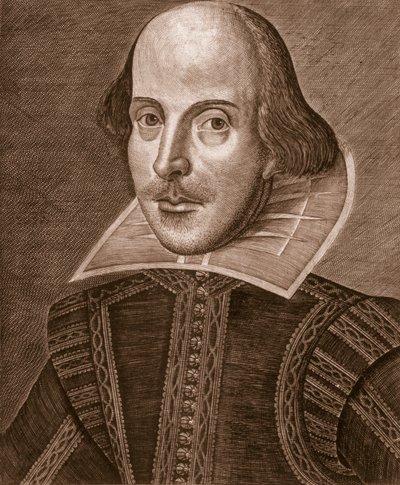 Porträtt av William Shakespeare, graverad av Martin Droeshout (c.1560-c.1642), 1623 av English School English School