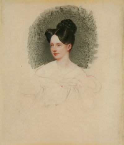 Oavslutat porträtt av Marianne Cregoe Colmare (senare Mrs Baurton Bennett) c.1833-34 (miniatyr på elfenben monterad på kort) av English School English School