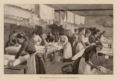Frälsningsarméns tvättstuga i Stoke Newington (gravyr) av Enoch Ward