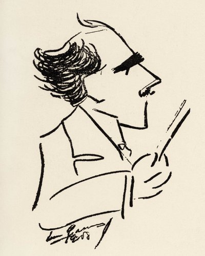 Arturo Toscanini (1867-1957) italiensk dirigent i en karikatyr av Enrico Caruso (italiensk tenor). av Enrico Caruso