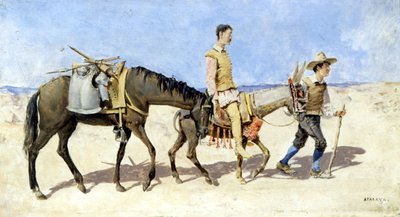 Don Quijote och Sancho Pança. Målning av Atalaya. sent 1800-tal. av Enrique Atalaya