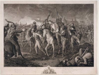 Mort du General Alexis Melissin (1759-1813) a Dresde, sv 1813 - General Aleksey Melissinos död den 26 augusti 1813 - Krueger, Ephraim Gottlieb (1756-1834) - 1813 - Etsning - 68,4x88,8 - Privat samling av Ephraim Gottlieb Krüger