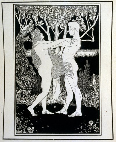 Adam och Eva (oskuld), från boken Juda illustrerad av Ephraim Moses Lilien (1874-1925). Lilian anses vara fadern till den sionistiska ikonografin, skapad i Jugendstil (tysk art nouveau) stil. Han illustrerade 