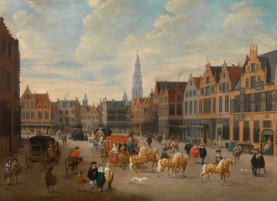 The Meir i Antwerpen (olja på duk) av Erasmus de Bie