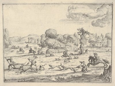 Galtjakt i landskap, ca. 1620-38. av Ercole Bazicaluva
