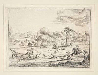 Hunting Scene: Near the Kill (efter design av Jacques Callot 1592-1635) av Ercole Bazzicaluva