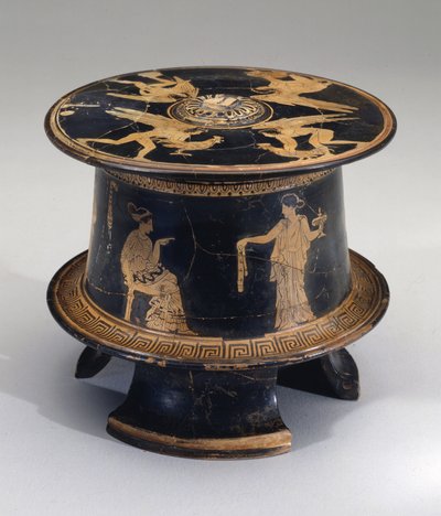 Red-figure pyxis, Attic, c.430 BC (earthenware) av Eretria Painter Eretria Painter