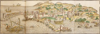 Panoramautsikt över Rhodos, 1486 av Erhard Reuwich