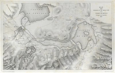 Karta över den amerikanska arméns operationer i Mexikos dal i augusti och september 1847 under det mexikansk-amerikanska kriget. av Erhard Schieble