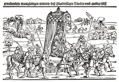 Fragment av en bredsida om den turkiska invasionen av Ungern av Erhard Schon