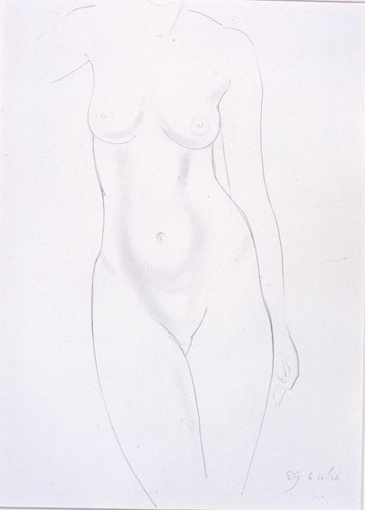 Torso (penna på papper klistrad på kort) av Eric Gill