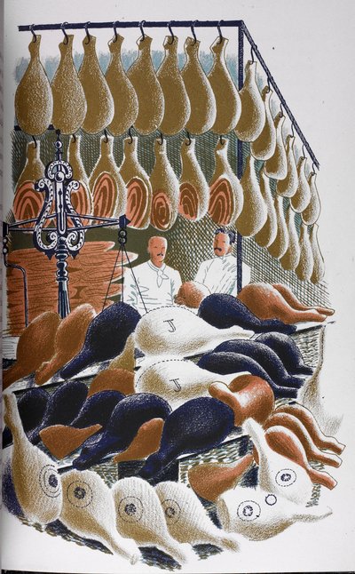 Utsikt inuti en slaktare. av Eric Ravilious