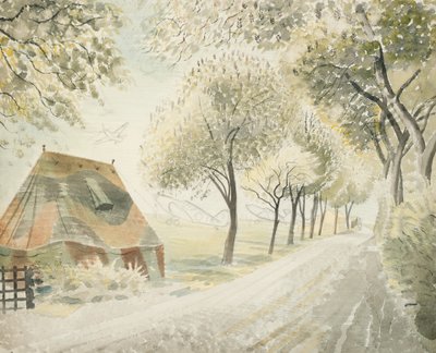 Vägen vid ett flygfält, ca 1942 av Eric Ravilious