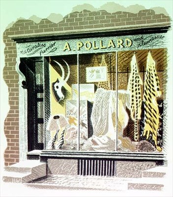 The Furrier, tryckt av Curwen Press, från High Street, av J.M. Richards, utgiven av Country Life, 1938 (24 st) av Eric Ravilious