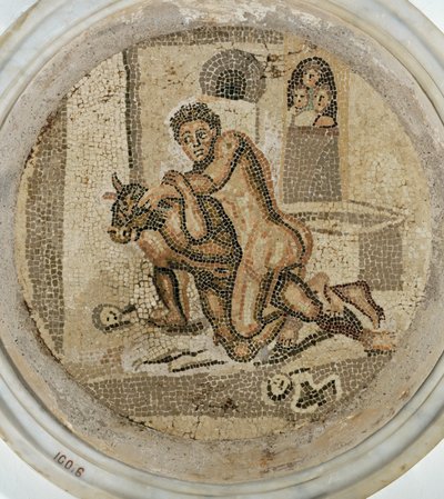 Theseus kämpar mot minotauren, tondo av Erich Lessing