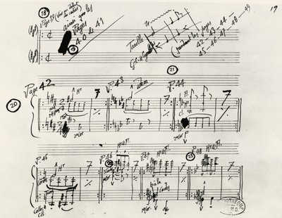 Handskrivet manuskript av Parade, av Eric Alfred Leslie Satie (1866-1925), Frankrike av Erik Satie