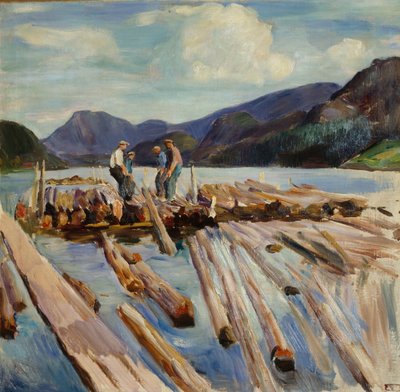 Körstockar i Kviteseid (Flytande timmer) av Erik Theodor Werenskiold