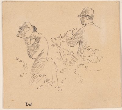 En ung man och en gråtande ung flicka med en kysshatt av Erik Theodor Werenskiold