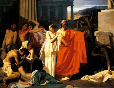 Oidipus och Antigone under pesten i Thebe, av Eugene-Ernest Hillemacher (1818-1887) av Ernest Hillemacher