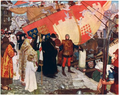 John och Sebastian Cabots avgång från Bristol 1497, c1900-1930 av Ernest Board
