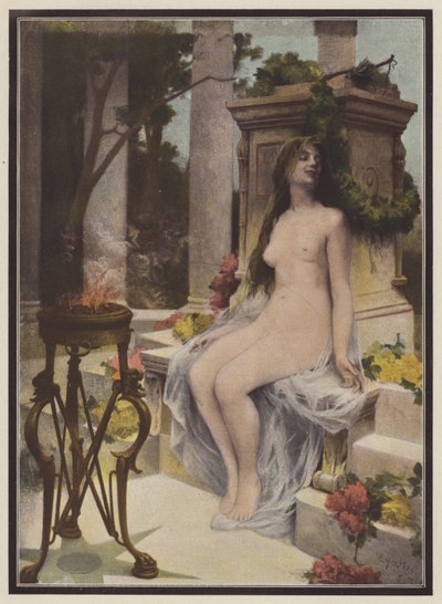 Ett erbjudande om kärlek (färg litho) av Ernest Edouard Martens