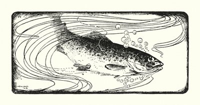 Lax krokad (litografi) av Ernest Edward Briggs