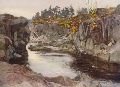Klyftan nedanför Linn (färglitografi) av Ernest Edward Briggs