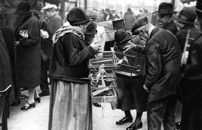 En grupp köpare av kanariefåglar, Paris, 1931. av Ernest Flammarion