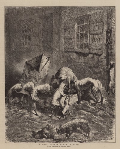 En middag för hundar i Paris av Ernest Henry Griset