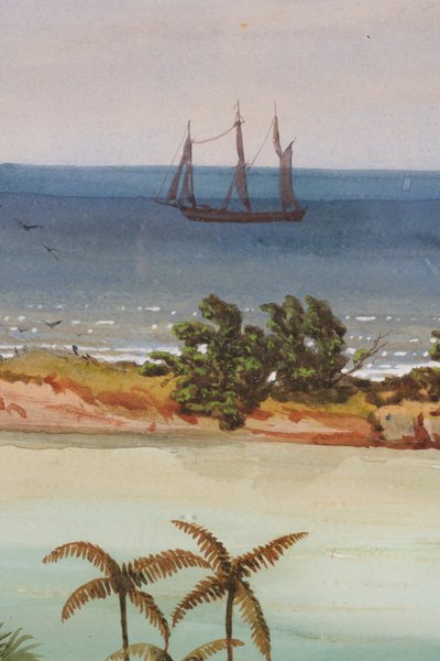 Detalj av Triptych of an Atoll, 1871 wc på papper av Ernest Henry Griset