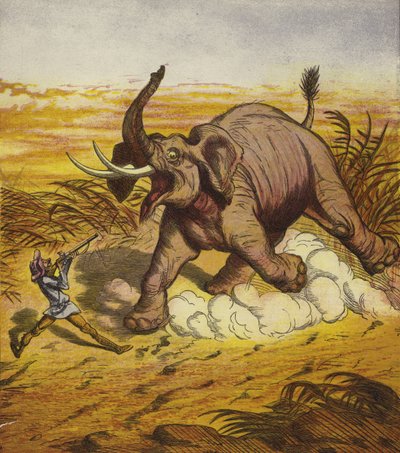 Jim Bold jagar en elefant av Ernest Henry Griset