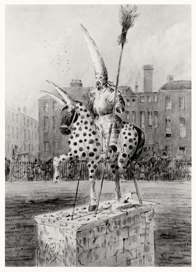 Statyn på Leicester Square, onsdag morgon den 17 oktober 1866 (penna & bläck och wc på papper) av Ernest Henry Griset