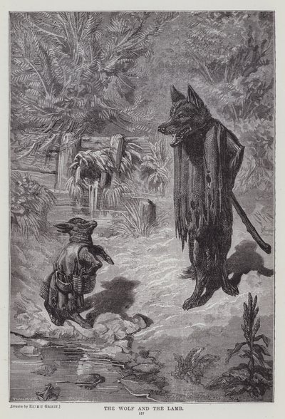 Vargen och lammet (gravyr) av Ernest Henry Griset