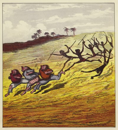 De tre sjöfararna jagade av kannibaler av Ernest Henry Griset