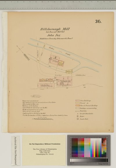 Plan för Hillsborough Mill, Middletown Township, Delware, illustration från 