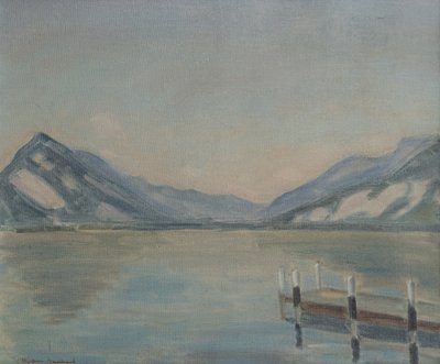 Lake Thun (olja på duk) av Ernest Hiram Brülhart