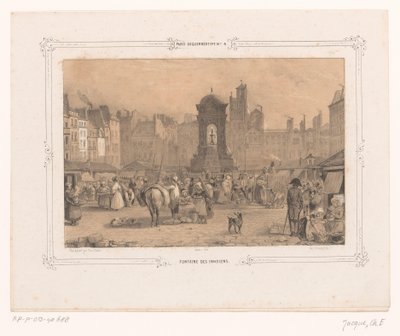 Utsikt över Fontaine des Innocents i Paris Fontaine des innocents (titel på objekt) av Ernest Jaime