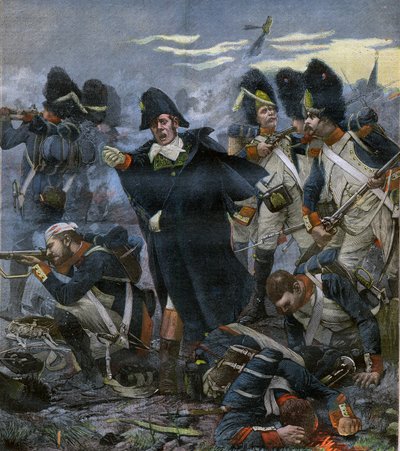 General Pierre Cambronne (1770-1842) tillsammans med sina trupper i slaget vid Waterloo - gravyr efter Delahaye, Ernest Jean (1855-1921) - av Ernest Jean Delahaye