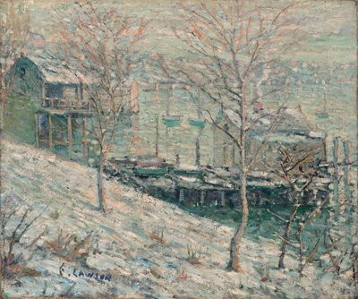 Harlem River vinterscen av Ernest Lawson