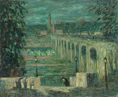 High Bridge at Night, New York City, ca 1910-1920 (olja på duk) av Ernest Lawson