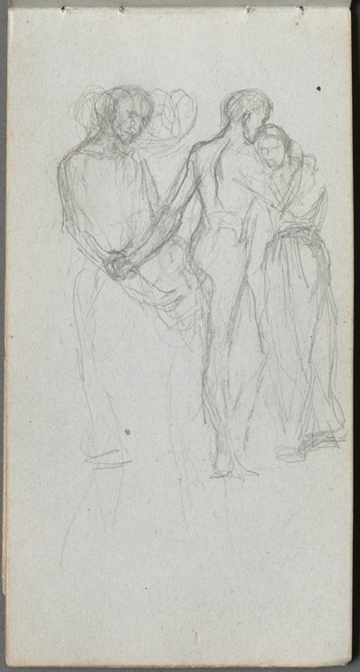 Skissbok, sidan 10: Figurer som omfamnar av Ernest Meissonier
