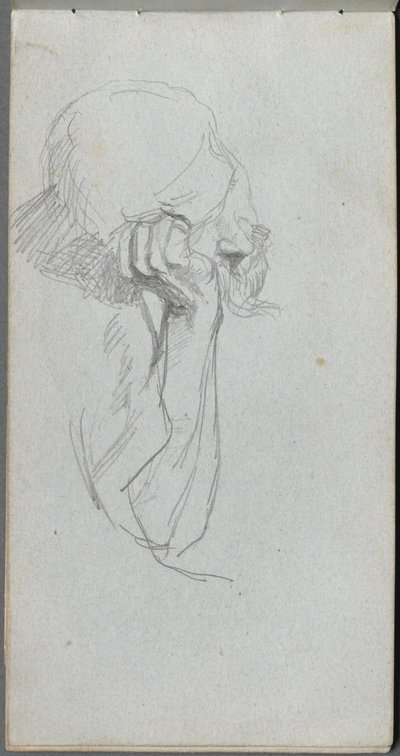Skissbok, sid 16: Melankolisk figur . av Jean Louis Ernest Meissonier