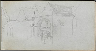 Skissbok, sid 22: Arkitekturstudie. av Jean Louis Ernest Meissonier