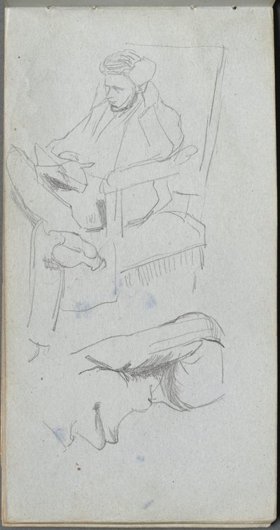 Skissbok, sidan 24: Sittande mansfigur av Ernest Meissonier