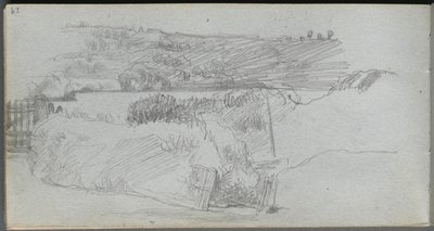 Skissbok, sid 29: Landskapsstudie. av Jean Louis Ernest Meissonier