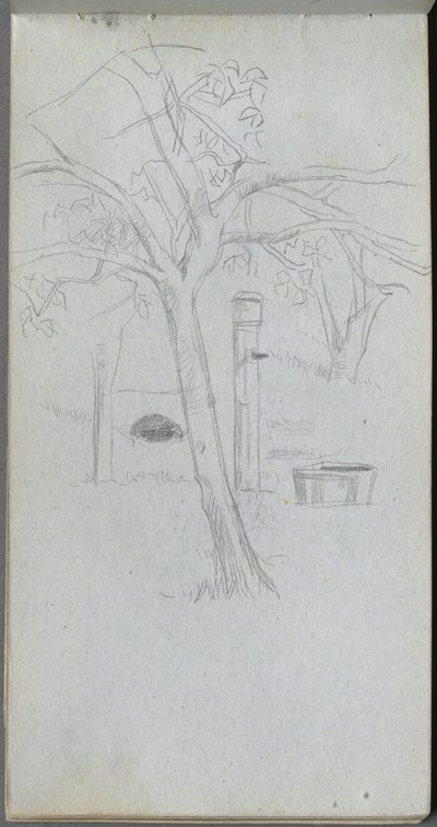 Skissbok, sid 36: Trädstudie. av Jean Louis Ernest Meissonier