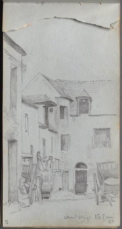 Skissbok, sidan 39: Gatubild. av Jean Louis Ernest Meissonier