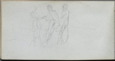 Skissbok, sid 42: Tre figurer. av Jean Louis Ernest Meissonier