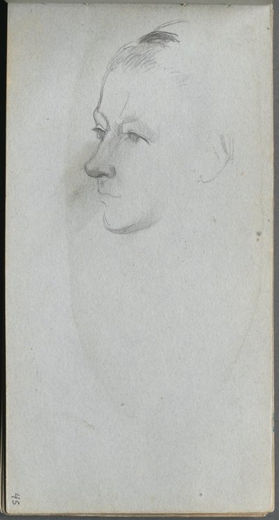 Skissbok, sidan 45: Kvinnans ansikte, 34 View. av Jean Louis Ernest Meissonier