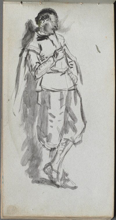 Skissbok, sid 46: Stående mansfigur av Ernest Meissonier